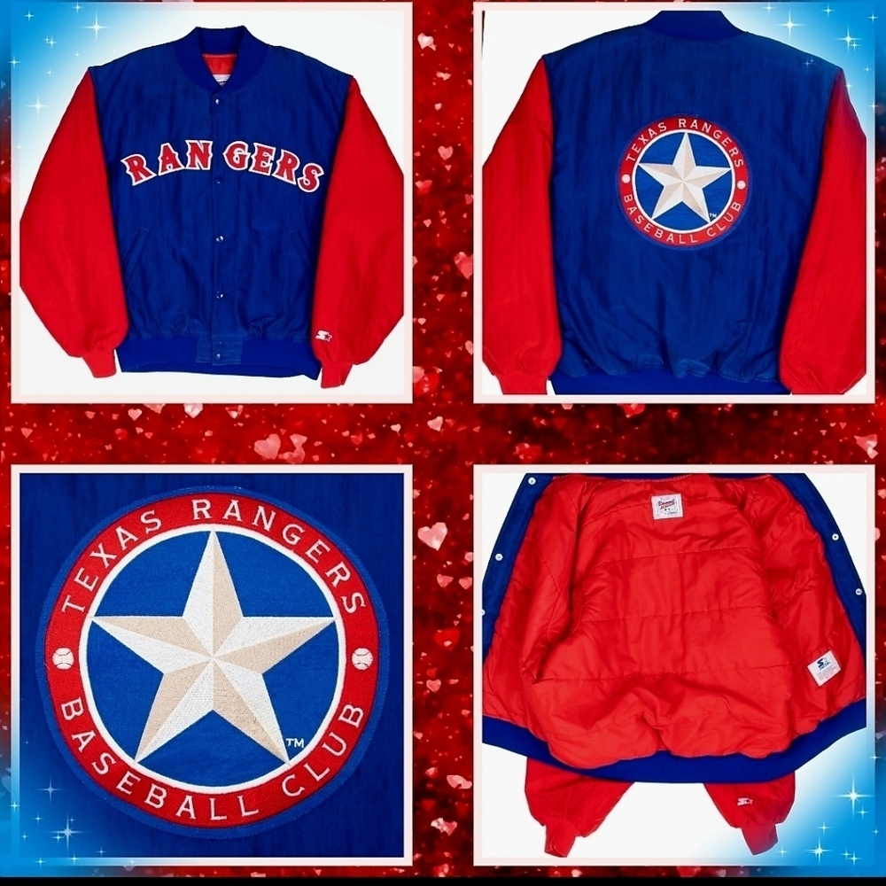📣 Vintage 90s MLB ⚾ Texas Rangers🌟 Mens Starter Bomber Jacket Size XL 🇺🇲